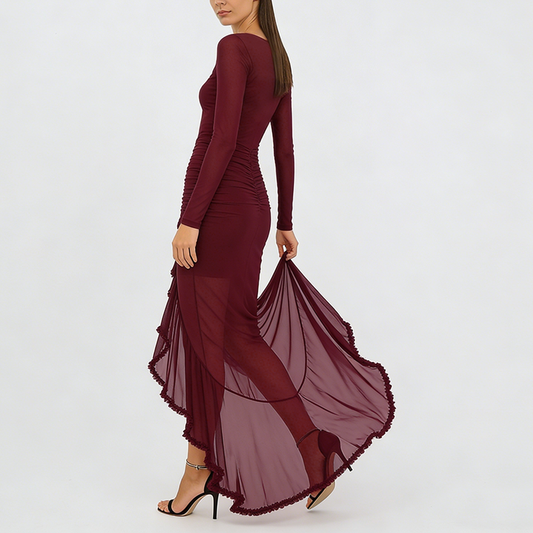 Sukienka V-Neck z Falbankami – Casual Elegancja