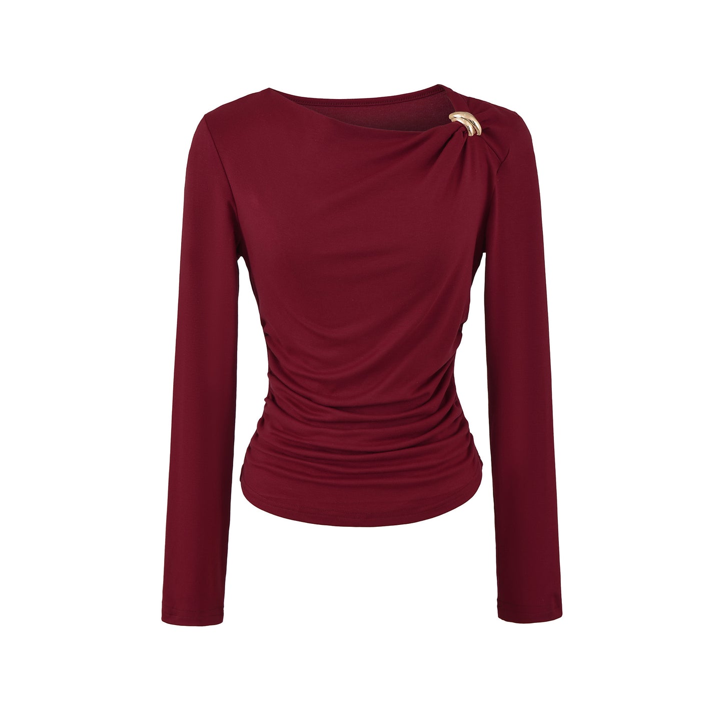 Top z dekoltem i metalową ozdobą