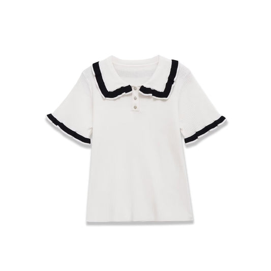 Modny t-shirt z kołnierzykiem polo