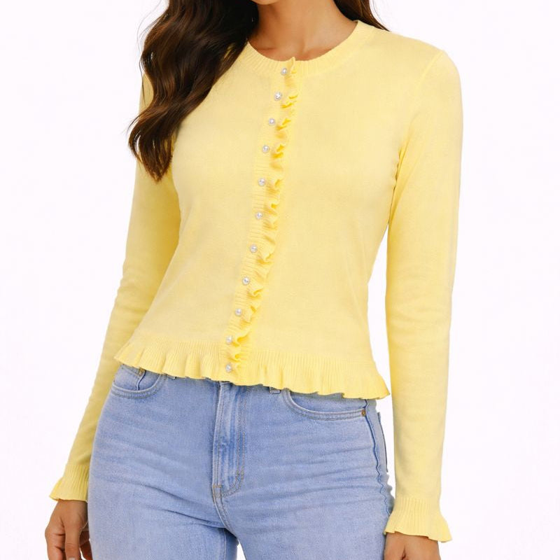 Sweter Casual Knit z Guzikami – Żółty